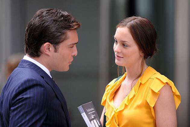 Leighton Meester and Ed Westwick filming on the set of the TV show Gossip Girl Filming in New York  29636