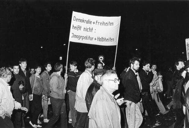 Demonstration, Leipzig, DDR, historische Aufnahme, Herbst 1989 iblnit01211036