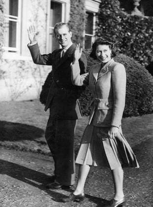Nov 20, 1947 - London, England, UK - The elder daughter of King George VI and Queen Elizabeth, ELIZABETH WINDSOR (named Elizabeth II) and PRINCE PHILIP, Duke of Edinburgh (born Prince Philip of Greece and Denmark) married on 20 November 1947. The wedding was seen as the first glimmer of hope in a post-war Commonwealth, and, though the royal couple received over 2,500 wedding gifts from around the world, rationing required that the Princess save up her ration coupons to buy the material for her wedding dress. PICTURED: PRINCESS ELIZABETH and PRINCE PHILIP. London UK  - ZUMAk09