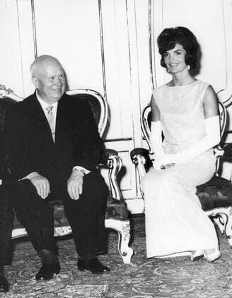 Jun 04, 1961; Vienna, Austria; Mr. Chruschtschow and President Kennedy and their wives attended a reception and banquet given in their honour by the Austrian Government, at the Schoenbrunn Palace. The picture shows Mr. Nikita Chruschtschow and Mrs. JACQUELINE KENNEDY before last night s dinner at the Schoenbrunn Palace. Vienna Austria  - ZUMAk09