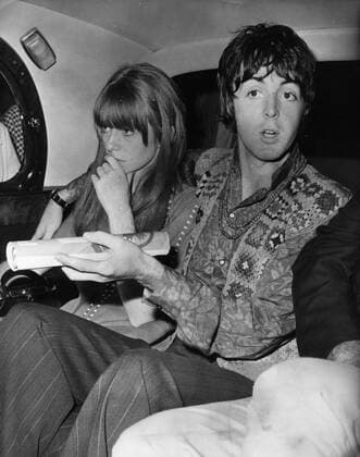 Aug 28, 1967; London, England, UK; Singer, Songwriter, PAUL MCCARTNEY member of the famous pop group The Beatles with his girlfriend JANE ASHER leaving India to rush back home after hearing about the death of manager Brian Epstein. London UK  - ZUMAk09
