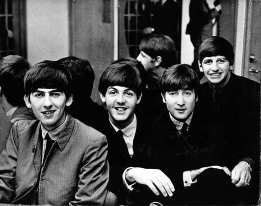 May 05, 1968; Stockholm, Sweden; Portrait of the famous British pop group, THE BEATLES, during their visit to Sweden. From left to right are, GEORGE HARRISON, PAUL McCARTNEY, JOHN LENNON and RINGO STARR. Stockholm Sweden  - ZUMAk09