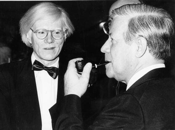 Nov 14, 1980; Bonn, Germany; American artist ANDY WARHOL (8 6 1928-02 22 1987) was a painter, film-maker, publisher, and a major icon of the pop art movement, in this picture he is with Chancellor HELMUT SCHMIDT at the Federal Press Ball in Germany. Bonn Germany  - ZUMAk09