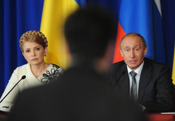 MOSCOW, RUSSIA. APRIL 29, 2009. Prime minister of Ukraine Yulia Timoshenko (Tymoshenko) and her Russian counterpart Vladimir Putin at the session of the committee on Russian-Ukrainian state commissions on economic cooperation.  Highlight TASS_773826
