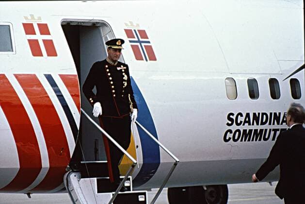 COPENHAGEN DENMARK King Harald of Norway on his official state visit to Denmark - arrival at Kastrup Copenhagen Interntional aiport 