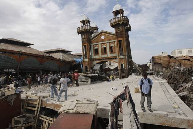 A view of the remains of a market in Port-au-Prince, Haiti on January 19, 2010, after a 7.0 magnitude earthquake caused severe damage on January 12.  PRT2010011902