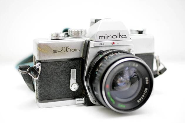 Fotoapparate Analoge Spiegelreflexkamera Minolta SRT 101b von 1975