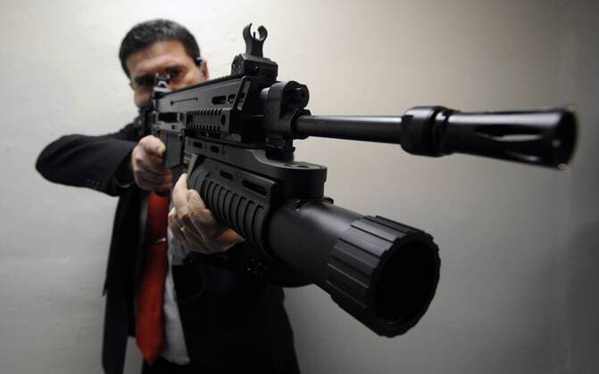 Radek Hauerland, CTO of Ceska zbrojovka, launches the CZ 805 assault rifle at Prague, Czech Republic, on Wednesday, February 3, 2010. The Czech armament maker Ceska zbrojovka (CZ) has won the tender for the supply of CZ 805 assault rifles to the Czech military. (CTKxPhoto MichalxKamaryt)  kmt archiv