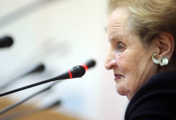 ITAR-TASS 136: MOSCOW, RUSSIA. FEBRUARY 11, 2010. Former US secretary of state, Madeleine Albright, giving a speech on Russia-NATO relations to students at the Moscow State Institute for International Relations (MGIMO University).  premiumd Highlight 20108625