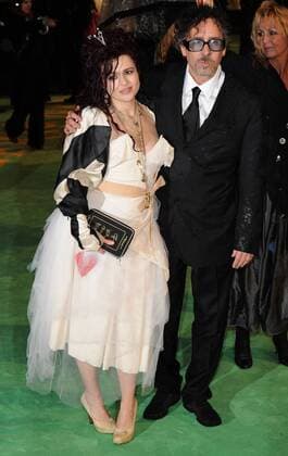 British actress Helena Bonham Carter and American director Tim Burton attend the World premiere of Alice In Wonderland at Odeon, Leicester Square in London on February 25, 2010.  LON20100225118