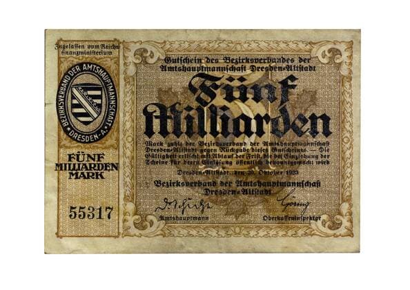  Vorderseite, Gutschein des Bezirksverbandes der Amtshauptmannschaft Dresden-Altstadt über fünf Milliarden Mark, 20. Oktober 1923 iblasm01450083