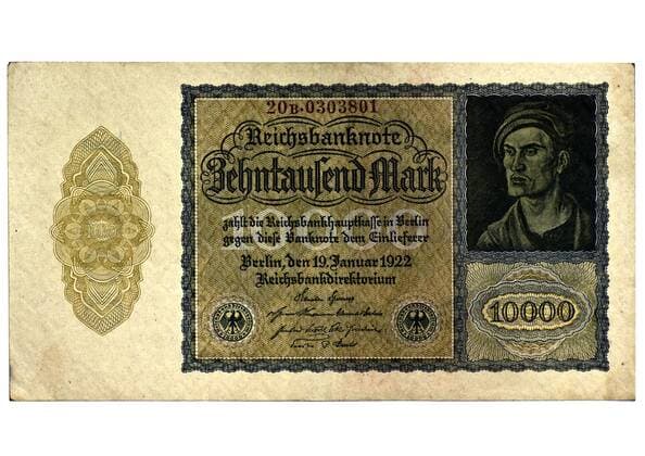  Vorderseite, Reichsbanknote über zehntausend Mark, Berlin, Deutschland, 19. Januar 1922, Reichsbankdirektorium iblasm01450099