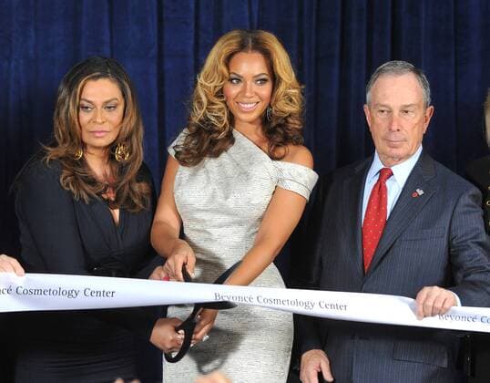 Tina Knowles, Beyonce Knowles (C) , Mayor Michael Bloomberg Beyonce Knowles AT COSMETOLOGY CENTER GRAND OPENING AT PHOENIX HOUSE IN BROOKLYN, New York  NYpixs PicturePerfect