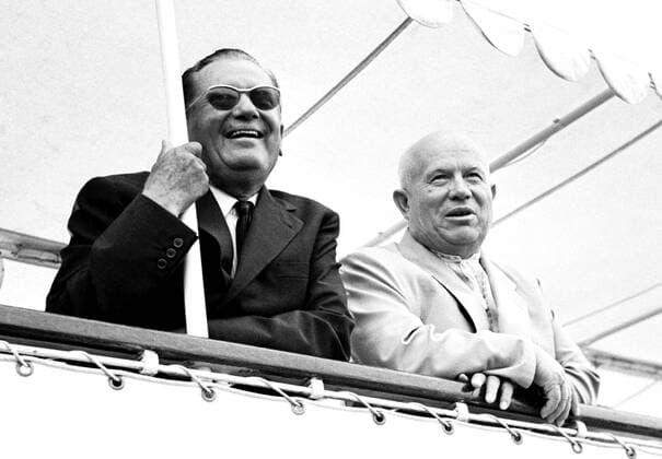 Yugoslavia. September, 1963. Nikita Khrushchev (R) and Josip Broz Tito sail ob board of Podgorka yacht.  Highlight TASS_264238