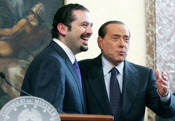 Rom: Ministerpräsident Silvio Berlusconi (re., Italien) und Ministerpräsident Saad Rafic Hariri (Libanon)  serenaxcremaschi