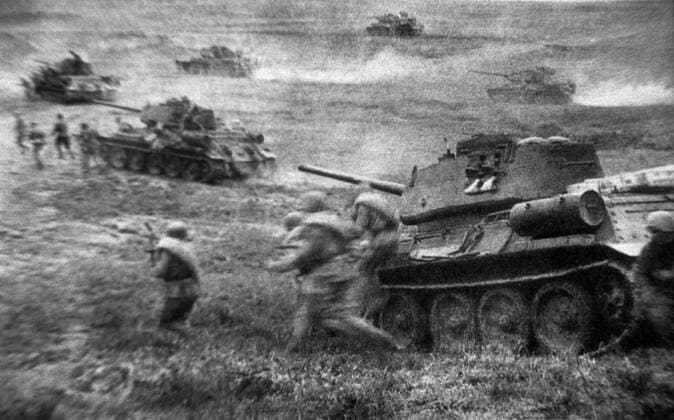 The biggest in the history of mankind tank battle took place near the town of Prokhorovka July 12, 1943 (in the picture), as part of the Battle of Kursk which was a turning point in WWII.  TASS_205465