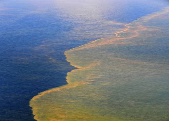 An aerial view of the Deepwater Horizon oil spill off the coast of Mobile, Alabama, was taken from a U.S. Coast Guard HC-144 Ocean Sentry aircraft on May 6, 2010.  WAX2010051012