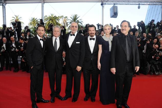 CANNES, FRANCE - MAY 14: Premiere of the movie Wall Street: Money Never Sleeps at the Palais des Festivals during the 63rd Annual Cannes Film Festival on May 14, 2010 in Cannes, France. (L-R) WitH US actor Shia Labeouf, US actor Michael Douglas, US actor Frank Langella, US actor Josh Brolin, British actress Carey Mulligan and US director Oliver Stone arrive for the screening of Wall Street - Money Never Sleeps presented out of competition at the 63rd Cannes Film Festival on May 14, 2010 in Cannes 