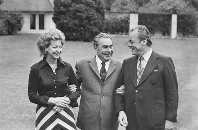 Bonn, Germany. General Secretary of Central Committee of CPSU Leonid Brezhnev with Chancellor of Germany Willy Brandt (R) and his wife Rut Brandt.  174592