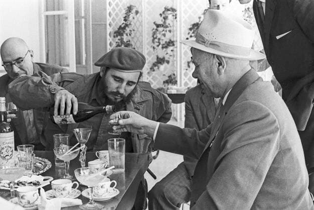 HAVANA, CUBA. Chairman of Supreme Soviet of CPSU Nikolai Podgorny on his visit to Cuba, 1970. Fidel Castro (L) and Nikolai Podgorny (R)  335112
