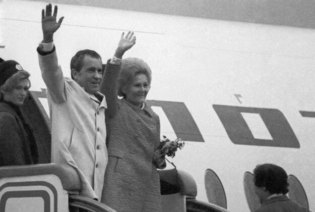 MOSCOW, USSR. Richard Nixon and his wife Patricia seen before flight for Kiev  718890