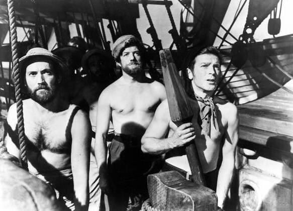 KPA50876.jpg MOBY DICK Moby Dick USA 1956 John Huston Szene mit RICHARD BASEHART (Ishmael, re.). Box UnitedArchives50876