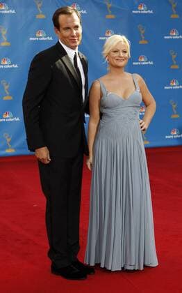 Amy Poehler and husband Will Arnett arrive at the 62nd Primetime Emmy Awards at the Nokia Theatre in Los Angeles on August 29, 2010.  LAP20100829483