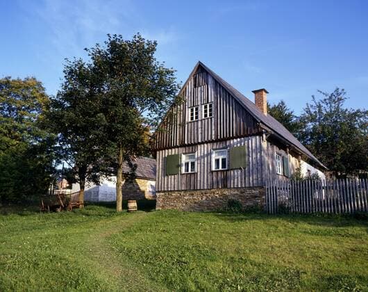Vogtländisches Bauernhaus Wohnstallhaus Obersohl um 1800 bis 1904 im Bauernmuseum Landwüst