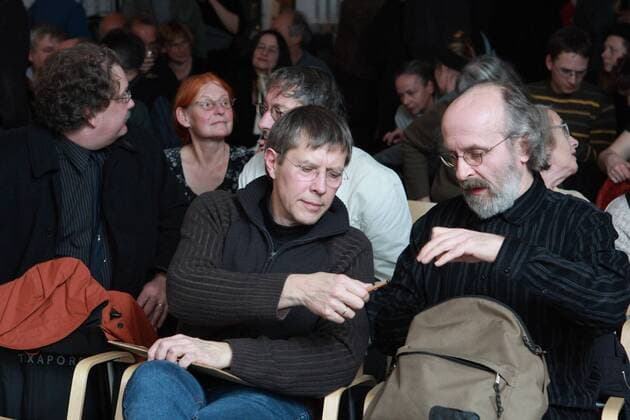 literaturWERKstatt berlin, In Memoriam Adolf Endler - Mit Andreas Koziol (R) und Frank-Wolf Matthies