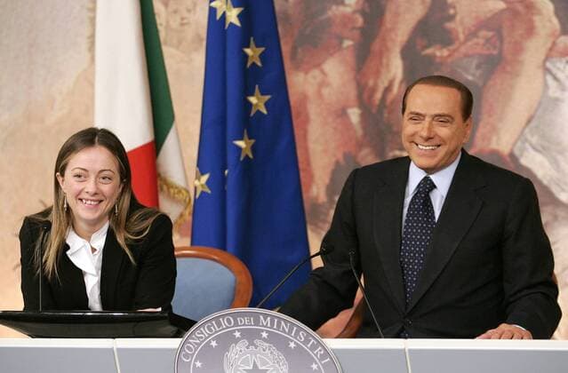 GIORGIA MELONI und SILVIO BERLUSCONI - Presskonferenz in Rom  SamanthaXZucchi