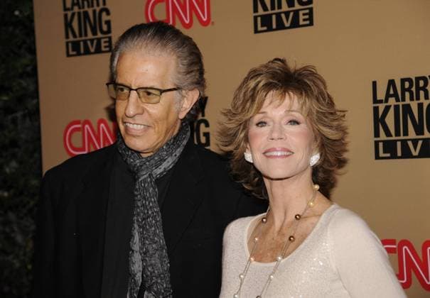 Jane Fonda (R) and Richard Perry (L) attend a viewing party for Larry King s final daily broadcast on CNN held at Spago restaurant in Beverly Hills, California on December 16, 2010.  LAP20101216101