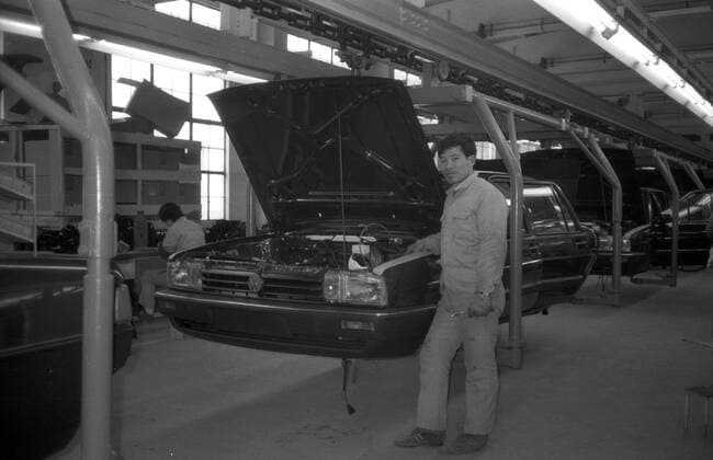 Mitarbeiter im Volkswagenwerk Shanghai