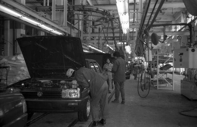 Mitarbeiter im Volkswagenwerk Shanghai