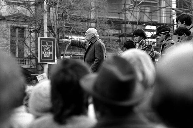 A brutal police action against peaceful march of students in Prague on November 17, 1989, sparked the Velvet Revolution, a series of demonstrations that toppled the authoritarian Communist regime in Czechoslovakia.Czech philosopher Milan Machovec speaks at a demonstration in Wenceslas Square in Prague on November 20, 1989. CTK Photo Jaormir Cejka  CTKPhoto200910301217601