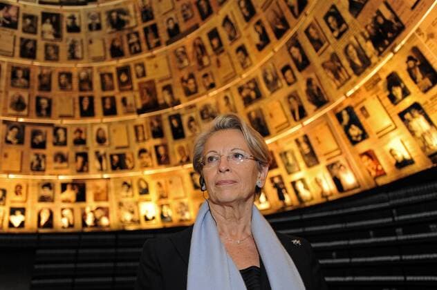 The Foreign Minister of France, Michele Alliot-Marie, visits the Hall of Names in the Yad Vashem Holocaust Museum in Jerusalem, Israel, January 20, 2011.  JER2011012004