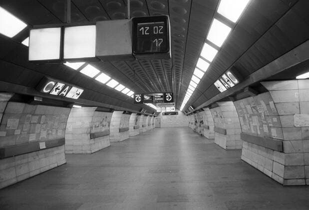 A brutal police action against peaceful march of students in Prague on November 17, 1989, sparked the Velvet Revolution, a series of non-violent demonstrations that toppled the authoritarian Communist regime in Czechoslovakia. An empty station of Prague s metro during general strike on November 27, 1989. CTK Photo  CTKPhoto01142949