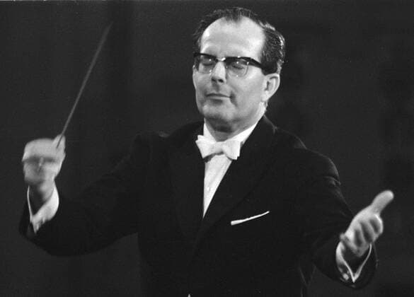 German conductor Wolfgang Sawallisch conducts the Czech Philharmonic Orchestra at Prague Spring music festival, May 1968. CTK Photo Jovan Dezort  CTKPhoto00521006