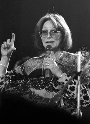 A brutal police action against peaceful march of students in Prague on November 17, 1989, sparked the Velvet Revolution, a series of demonstrations that toppled the authoritarian Communist regime in Czechoslovakia. Popular singer Marta Kubisova, banned in the 70 and 80 for her protests against Soviet occupation of Czechoslovakia, sings at a concert in Prague on December 3, 1989. CTK Photo Michal Dolezal  CTKPhoto01141124