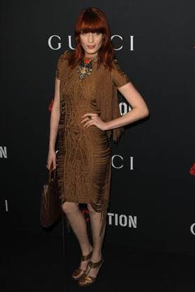 Singer Florence Welch arrives at the Gucci RocNation Pre-Grammy Brunch held at the Soho House in West Hollywood on February 12, 2011.  LAP2011021228