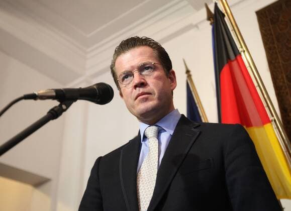 Karl-Theodor zu Guttenberg, the Minister of Defence of Germany is received by Bogdan Klich, Polish Minister of Defence during his working visit on February 15, 2011 in Warsaw, Poland EN_00953746_0020 