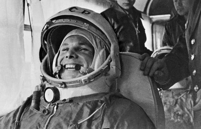 Shot of film First journey to stars . The film is about the first space flight made by Soviet cosmonaut Yuri Gagarin.  TASS_512711