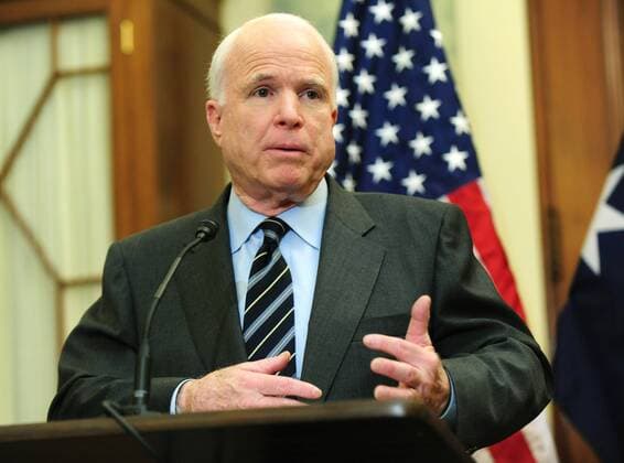 Sen. John McCain (R-AZ) speaks during a joint press availability with Prime Minister Julia Gillard of Australia on Capitol Hill in Washington on March 8, 2011.  WAP20110308328