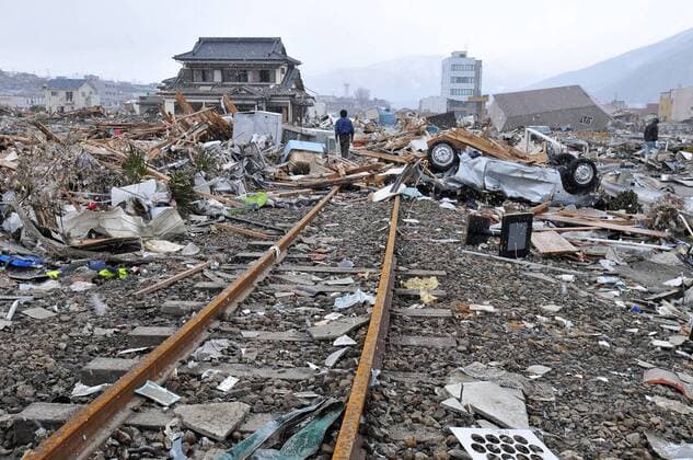 Destruction is seen in the wake of last week s 8.9 magnitude earthquake and tsunami in Ofunato, Iwate prefecture, Japan, on March 17, 2011.  TKP2011031716