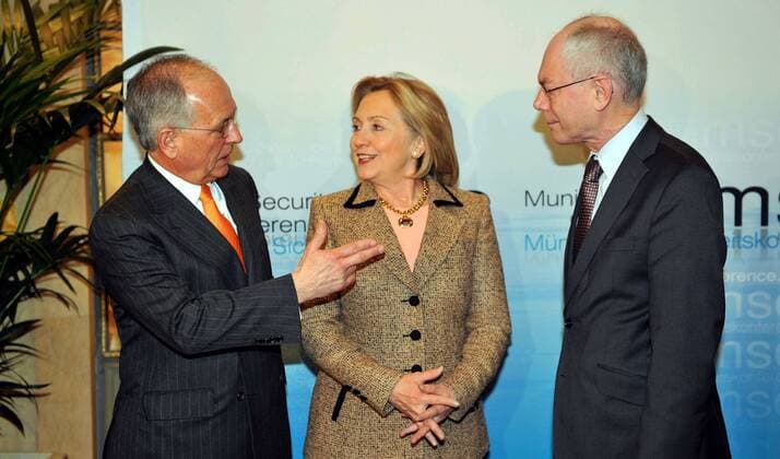 47. Sicherheitskonferenz in München , Bayerischer Hof L-R: Wolfgang Ischinger, Hillary Clinton, Herman van Rompuy 05.02.2011