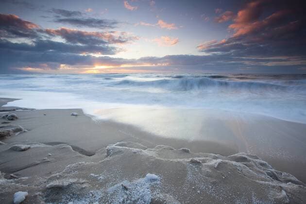 Winterstimmung mit Eis und Schnee, Insel Sylt, Schleswig-Holstein, Deutschland, Europa iblsta01864895
