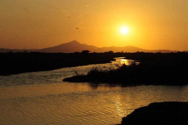 Sonnenuntergang ueber Flusslandschaft, Honduras, La Mosquitia, Biosphaerenreservat Las Marias, Gracias a Dios sunset over river landscape, Honduras, La Mosquitia, Las Marias, Gracias a Dios BLWS270034