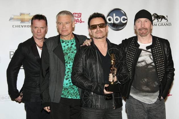 (L-R) Larry Mullen Jr, Adam Clayton, Bono and The Edge of U2 THE 2011 BILLBOARD MUSIC AWARDS PRESSROOM Las Vegas  TonyaWise PicturePerfect
