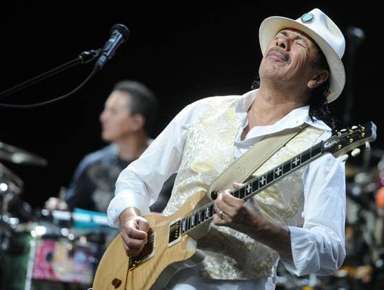 ITAR-TASS: MOSCOW, RUSSIA. JUNE 17, 2011. American musician and guitar player Carlos Santana performs during a concert at the Crocus City Hall.  premiumd RE0E8F29