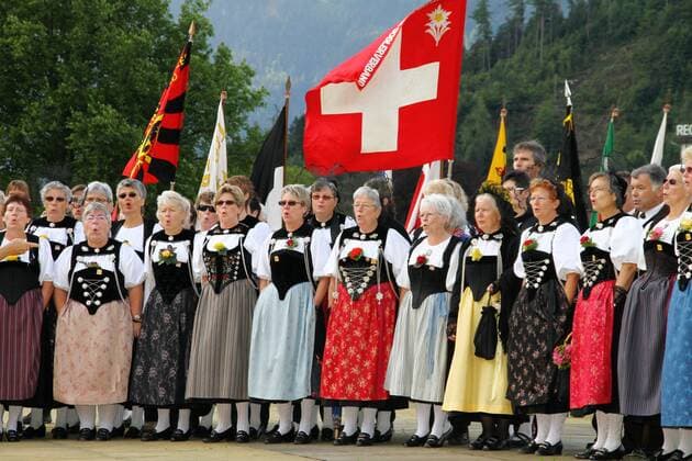 19.06.2011 Eidgenössisches Jodlerfest Interlaken 16.-19. Juni 2011.Festakt. Bild zeigt Jodlerinnen in Tracht 