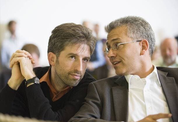 Boris PALMER l., Oberbürgermeister der Stadt Tübingen, OB, Tübingen, Oberbürgermeister, mit Tarek AL-WAZIR, Mitglied des Hessischen Landtag, Ausserordentliche Bundesdelegiertenkonferenz von Bündnis 90 Die Grünen am 25.06.2011 in Berlin Deutschland